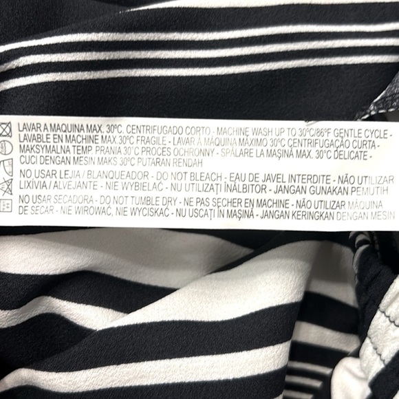 ZARA Basic Black White Stripe Drawstring Trouser Pant XS - Picture 10 of 10